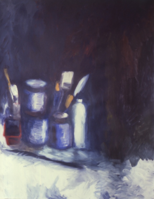 (T0012) Intérieur d’atelier, 1986, acrylique sur toile, 146 x 114 cm (29224 visites) (T0012) Intérieur d’atelier, 1986, acrylique sur toile, 146 x 114 cm