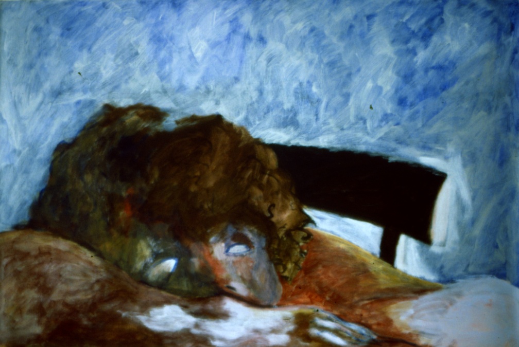 (T0019) La table, 1986, acrylique sur toile, 65 x 95 cm