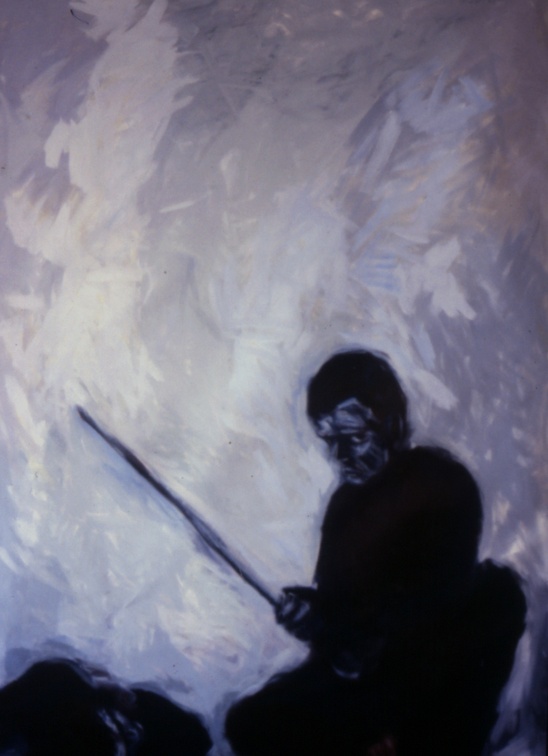 (T0022) Le combat, 1986, acrylique sur toile, 195 x 130 cm (12355 visites) (T0022) Le combat, 1986, acrylique sur toile, 195 x 130 cm