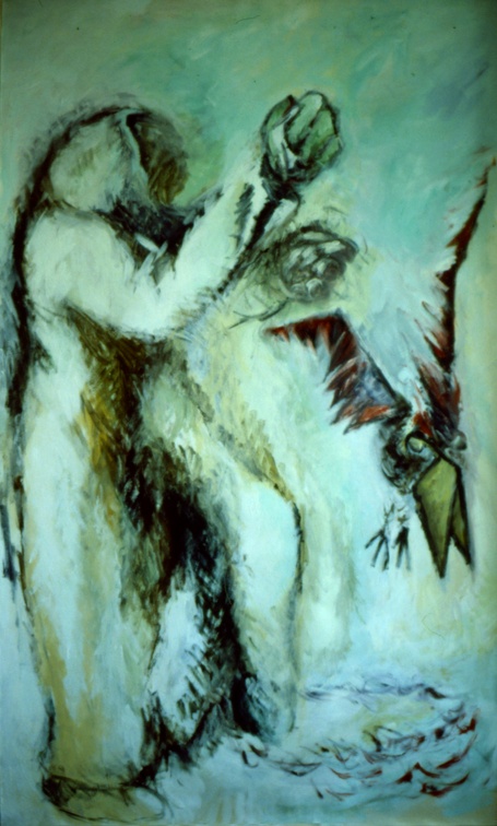 (T0031) Les oiseaux, 1986, acrylique sur toile, 160 x 97 cm