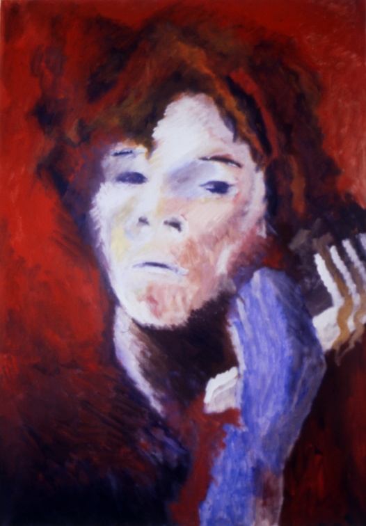 (T0033) Main bleue, 1986, acrylique sur toile, 97 x 62 cm (17906 visites) (T0033) Main bleue, 1986, acrylique sur toile, 97 x 62 cm