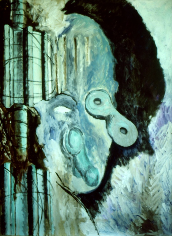 (T0034) Masque machine, 1986, acrylique sur toile, 146 x 114 cm (15946 visites) (T0034) Masque machine, 1986, acrylique sur toile, 146 x 114 cm