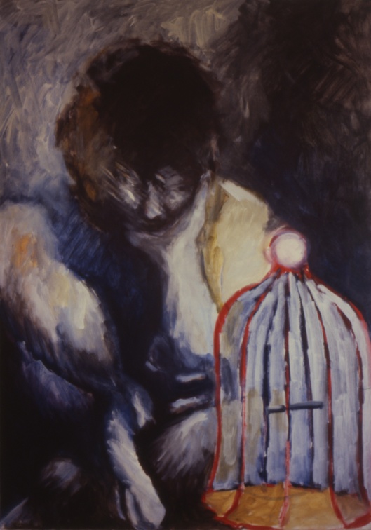 (T0037) Objet 2, 1986, acrylique sur toile, 97 x 62 cm