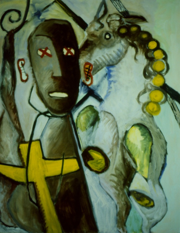 (T0047) Buste à la croix, 1987, acrylique sur toile, 97 x 62 cm
