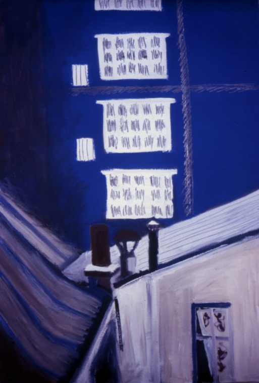 (T0063) Extérieur nuit 3, 1987, acrylique sur toile, 97 x 62 cm (4671 visites) (T0063) Extérieur nuit 3, 1987, acrylique sur toile, 97 x 62 cm