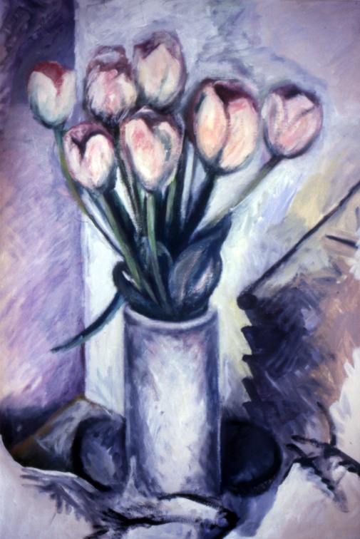 (T0064) Fleurs, 1987, acrylique sur toile, 97 x 62 cm (4680 visites) (T0064) Fleurs, 1987, acrylique sur toile, 97 x 62 cm