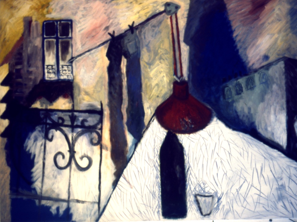 (T0069) La nuit, 1987, acrylique sur toile, 130 x 195 cm (3881 visites) (T0069) La nuit, 1987, acrylique sur toile, 130 x 195 cm