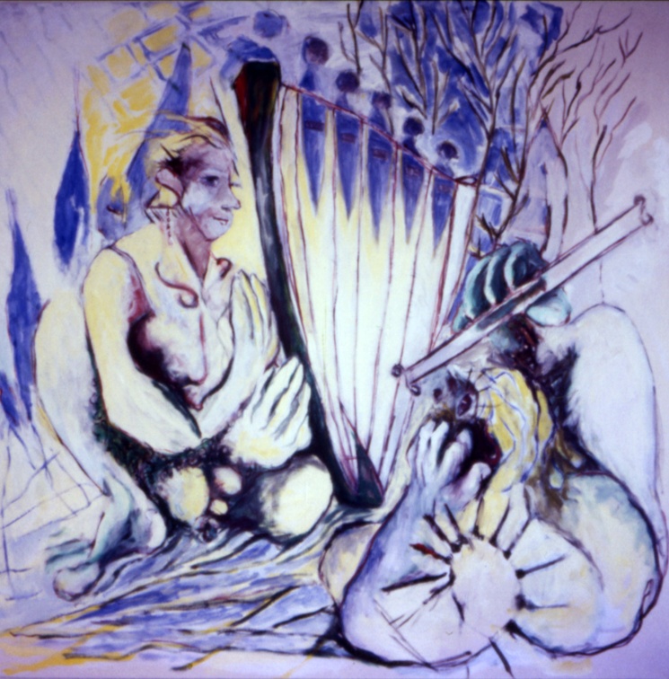 (T0070) Les amoureux, 1987, acrylique sur toile, 150 x 150 cm, collection privée (4321 visites) (T0070) Les amoureux, 1987, acrylique sur toile, 150 x 150 cm, collection privée