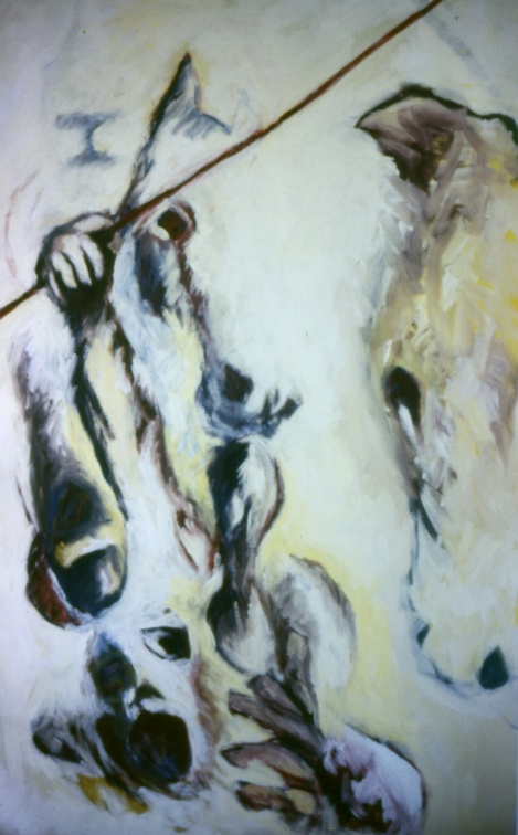 (T0071) Les cavaliers, 1987, acrylique sur toile, 162 x 97 cm (3761 visites) (T0071) Les cavaliers, 1987, acrylique sur toile, 162 x 97 cm
