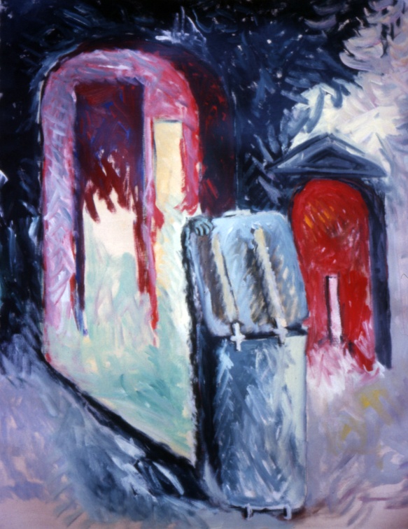 (T0076) Le vidangeur, 1987, acrylique sur toile, 97 x 62 cm, collection privée (3689 visites) (T0076) Le vidangeur, 1987, acrylique sur toile, 97 x 62 cm, collection privée