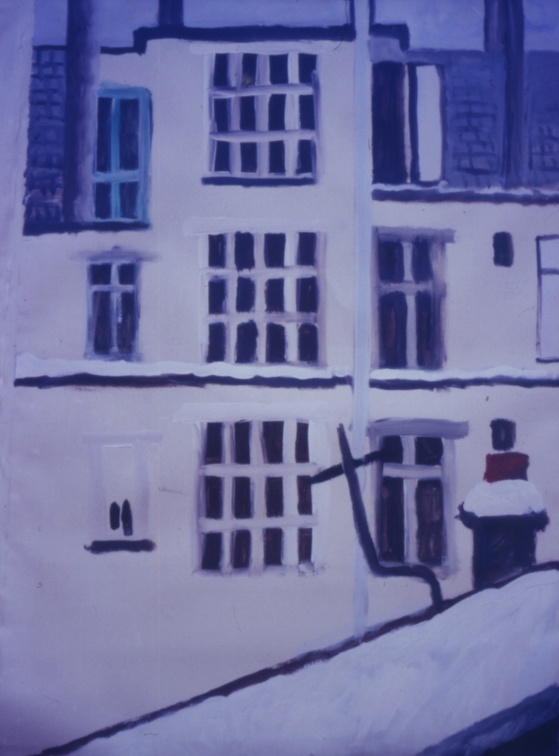 (T0082) Vue de l’atelier, 1987, acrylique sur toile, 97 x 62 cm (3514 visites) (T0082) Vue de l’atelier, 1987, acrylique sur toile, 97 x 62 cm