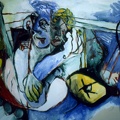 (T0083) Amoureux, 1988, acrylique sur toile, 65 x 97 cm