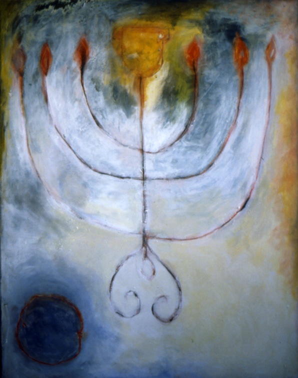 (T0092) Cierges 3, 1988, acrylique sur toile, 92 x 73 cm (4148 visites) (T0092) Cierges 3, 1988, acrylique sur toile, 92 x 73 cm