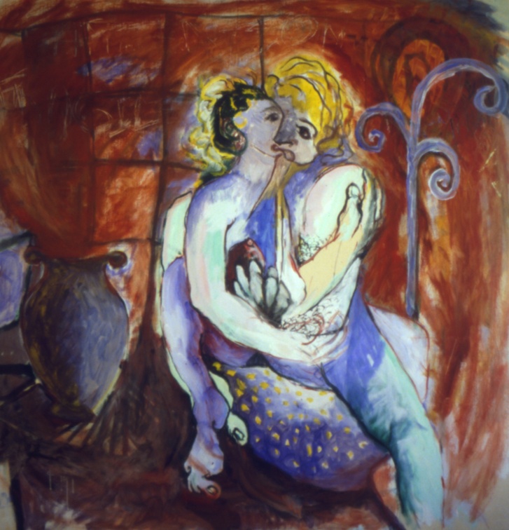 (T0106) Les amants, 1988, acrylique sur toile, 150 x 150 cm (2792 visites) (T0106) Les amants, 1988, acrylique sur toile, 150 x 150 cm