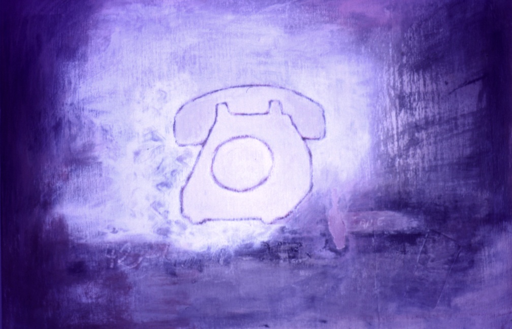 (T0117) Téléphone, 1988, acrylique sur toile, 38 x 55 cm (2717 visites) (T0117) Téléphone, 1988, acrylique sur toile, 38 x 55 cm
