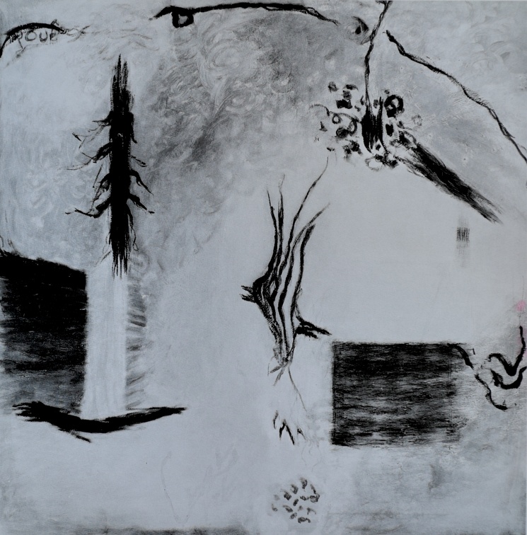 (T0124) Hirondelle, 1989, acrylique sur toile, 130 x 130 cm (4170 visites) (T0124) Hirondelle, 1989, acrylique sur toile, 130 x 130 cm