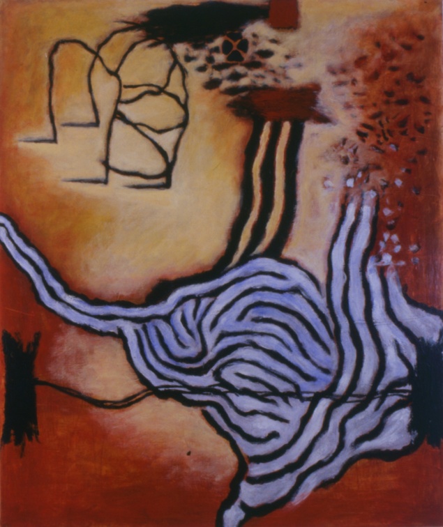 (T0176) Triple arceaux, 1990, acrylique sur toile, 92 x 65 cm (3204 visites) (T0176) Triple arceaux, 1990, acrylique sur toile, 92 x 65 cm