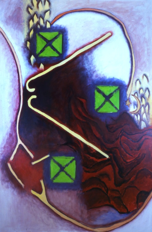 (T0170) Suite Somalie 11, 1990, acrylique sur toile, 195 x 130 cm (2978 visites) (T0170) Suite Somalie 11, 1990, acrylique sur toile, 195 x 130 cm