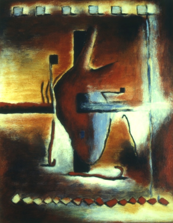 (T0161) Suite Somalie 2, 1990, acrylique sur toile, 41 x 33 cm (2862 visites) (T0161) Suite Somalie 2, 1990, acrylique sur toile, 41 x 33 cm