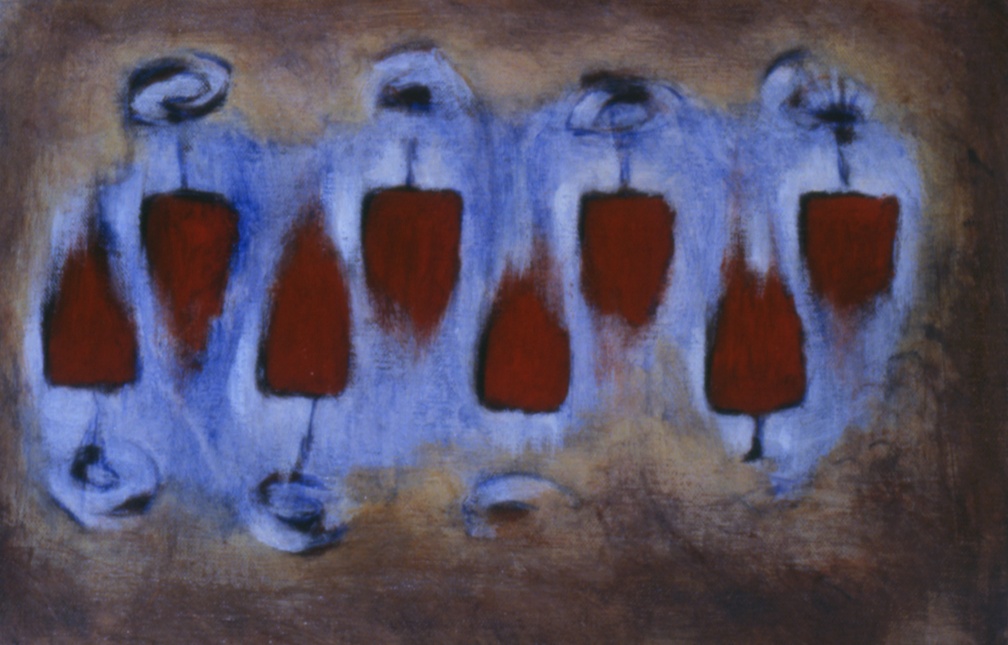 (T0158) Piments, 1990, acrylique sur toile, 22 x 35 cm