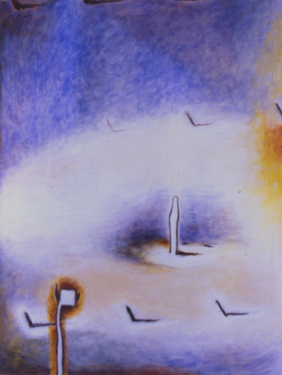 (T0157) Pieux, 1990, acrylique sur toile, 146 x 114 cm