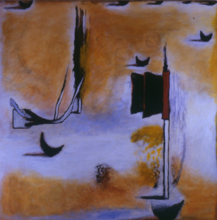 (T0141) Champs, 1990, acrylique sur toile, 150 x 150 cm (9926 visites) (T0141) Champs, 1990, acrylique sur toile, 150 x 150 cm