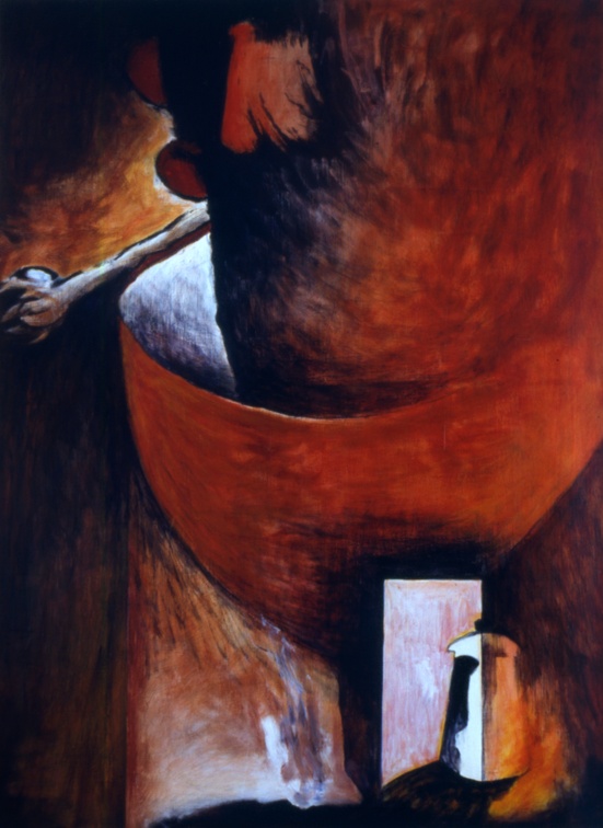 (T0180) Cafetière, 1991, acrylique sur toile, 130 x 97 cm