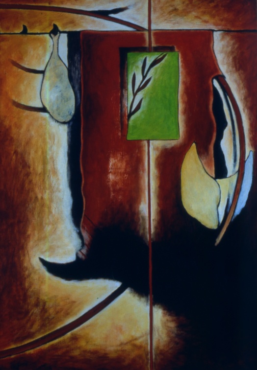 (T0184) Feuille, 1991, acrylique sur toile, 130 x 89 cm (6912 visites) (T0184) Feuille, 1991, acrylique sur toile, 130 x 89 cm
