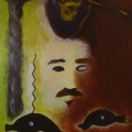 (T0199) Autoportrait, 1992, acrylique sur toile, 46 x 38 cm