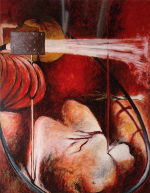 (T0211) Nature morte poireau, 1992, acrylique sur toile, 146 x 114 cm (16601 visites) (T0211) Nature morte poireau, 1992, acrylique sur toile, 146 x 114 cm