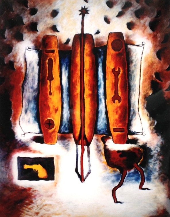 (T0212) Nature morte tournevis, 1992, acrylique sur toile, 146 x 114 cm (14896 visites) (T0212) Nature morte tournevis, 1992, acrylique sur toile, 146 x 114 cm