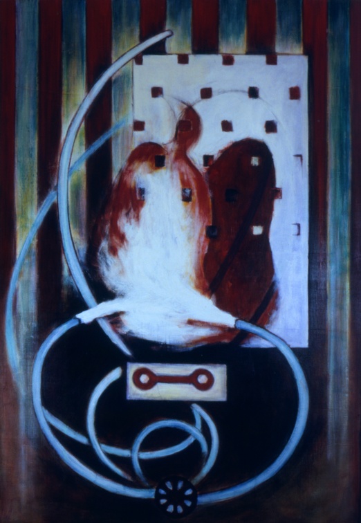 (T0219) Tuyaux, 1992, acrylique sur toile, 130 x 97 cm (2786 visites) (T0219) Tuyaux, 1992, acrylique sur toile, 130 x 97 cm