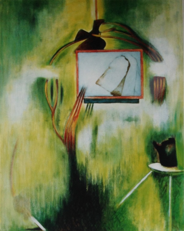 (T0220) Août, 1993, acrylique sur toile, 146 x 114 cm, collection privée (triptyque avec T0222 et T0231)