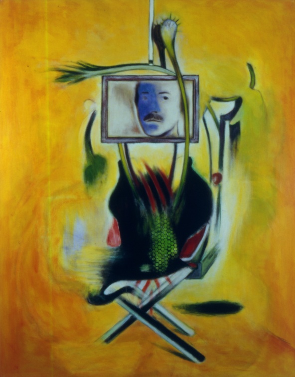 (T0222) Autoportrait, 1993, acrylique sur toile, 146 x 114 cm, collection privée (triptyque avec T0220 et T0231)