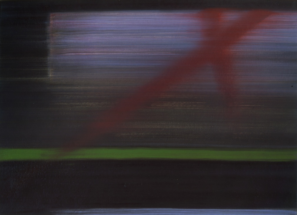 (T0351) X, 2000, acrylique sur toile, 24 x 33 cm