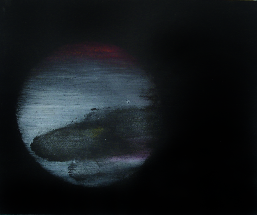 (T0589) Dans la lune, 2006, acrylique sur toile, 38 x 45 cm