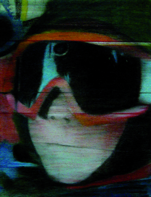 (T0671) Masque rouge (Lucas Sallé), 2008, huile sur toile, 35 x 27 cm