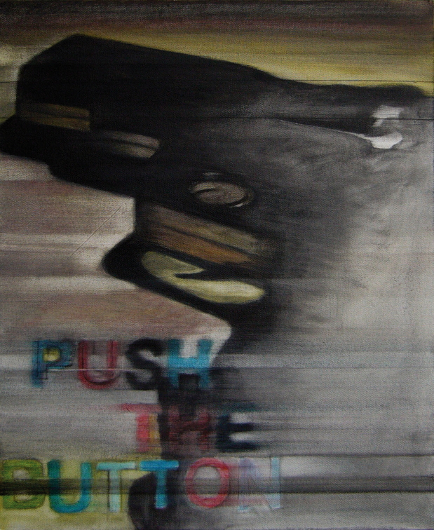 (T0764) Push the button, 2010, acrylique sur toile, 46 x 38 cm (17566 visites) (T0764) Push the button, 2010, acrylique sur toile, 46 x 38 cm