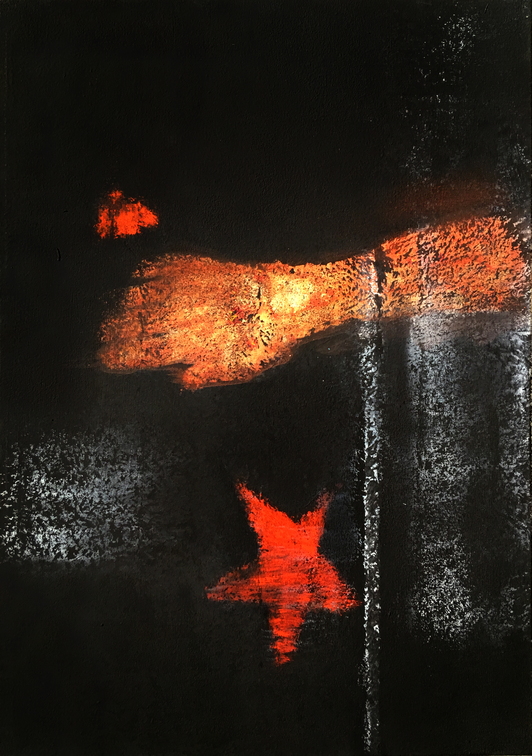 (T0782) Étoile rouge 2, 2011, acrylique sur toile, 35 x 27 cm (61133 visites) (T0782) Étoile rouge 2, 2011, acrylique sur toile, 35 x 27 cm