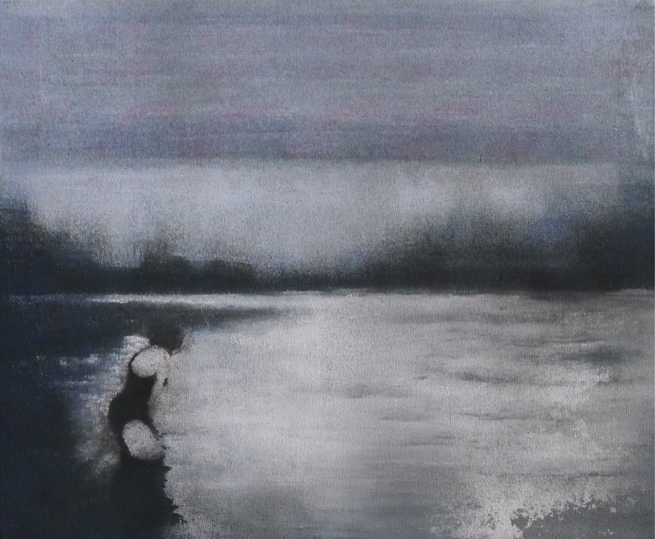 (T0868) Bain de lune, 2014, acrylique sur toile, 38 x 46 cm (22583 visites) (T0868) Bain de lune, 2014, acrylique sur toile, 38 x 46 cm