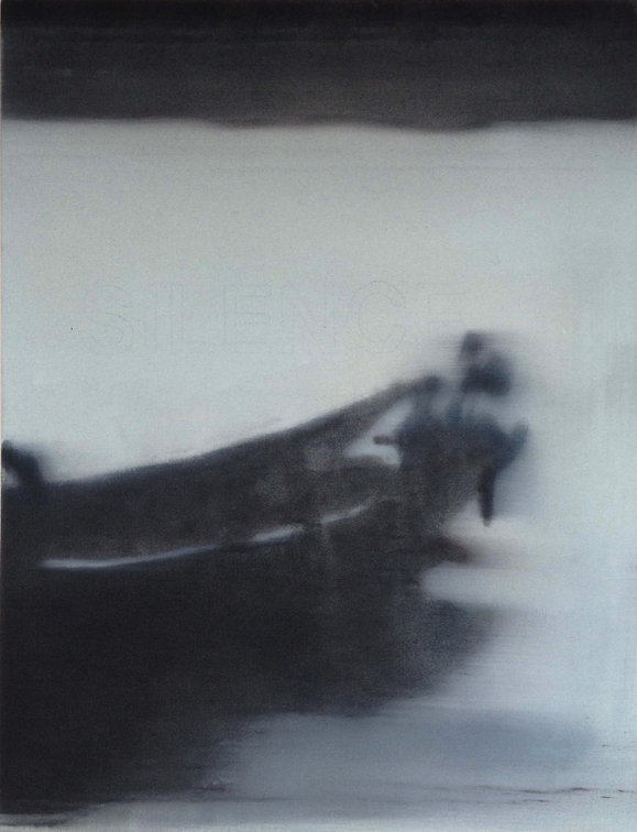 (T0886) Le passeur (silence), 2014, acrylique sur toile, 65 x 50 cm (17103 visites) (T0886) Le passeur (silence), 2014, acrylique sur toile, 65 x 50 cm