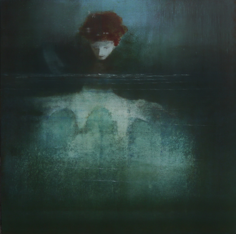 (T0891) Narcisse ébloui, 2014, acrylique sur toile, 100 x 100 cm, collection privée