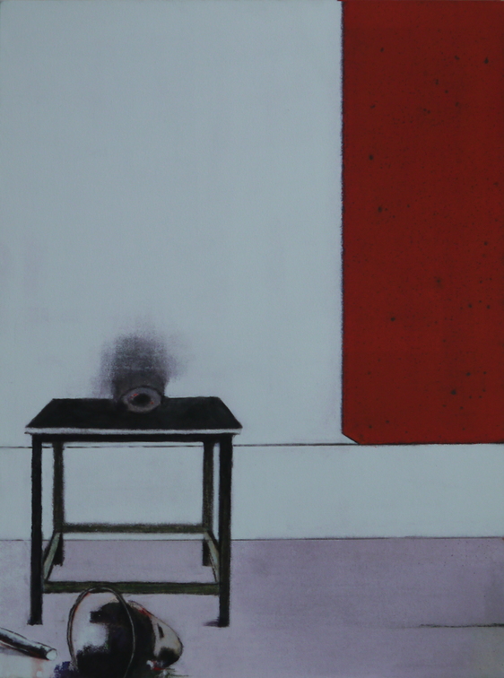 (T0903) Table atelier, 2014, acrylique sur toile, 130 x 97 cm, collection privée (33759 visites) (T0903) Table atelier, 2014, acrylique sur toile, 130 x 97 cm, collection privée