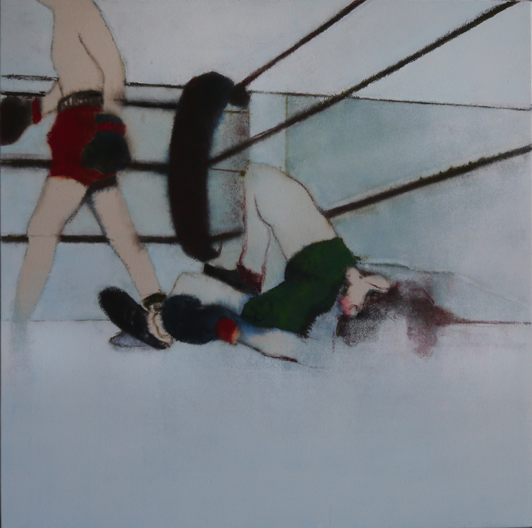 (T0909) Combat, 2015, acrylique sur toile, 100 x 100 cm, collection privée (32247 visites) (T0909) Combat, 2015, acrylique sur toile, 100 x 100 cm, collection privée