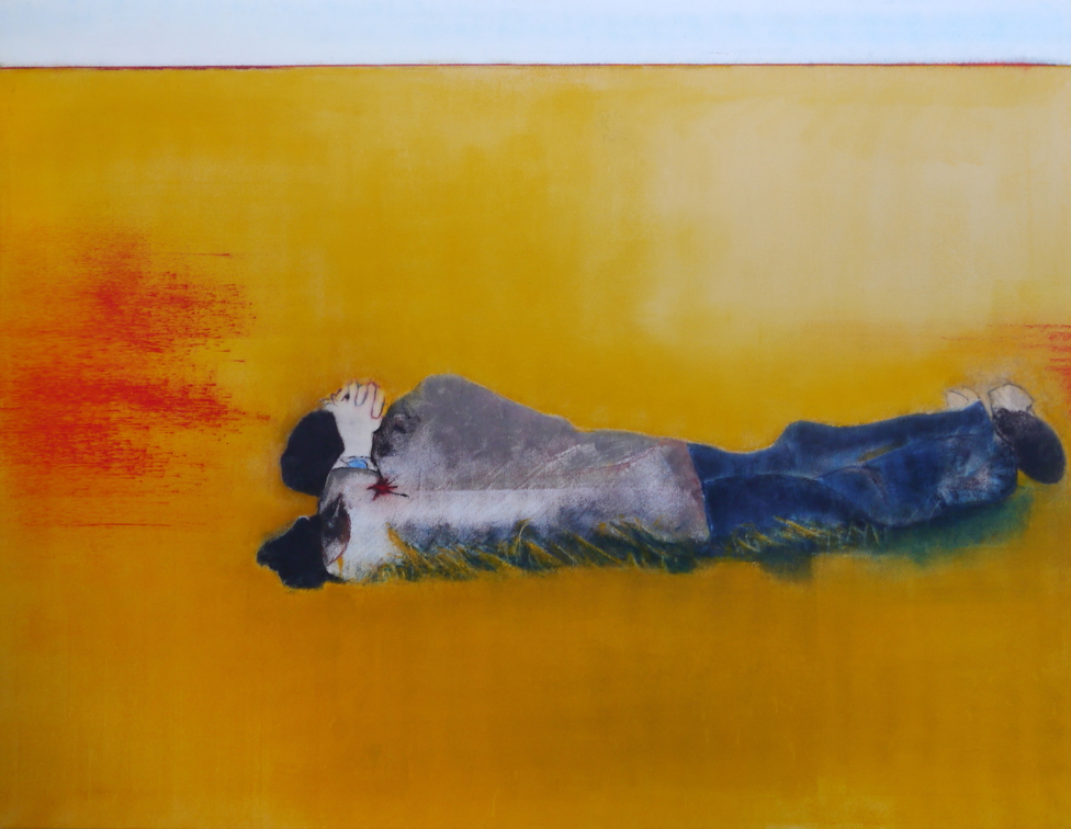(T0917) Homme couché, 2015, acrylique sur toile, 151 x 196 cm (21165 visites) (T0917) Homme couché, 2015, acrylique sur toile, 151 x 196 cm
