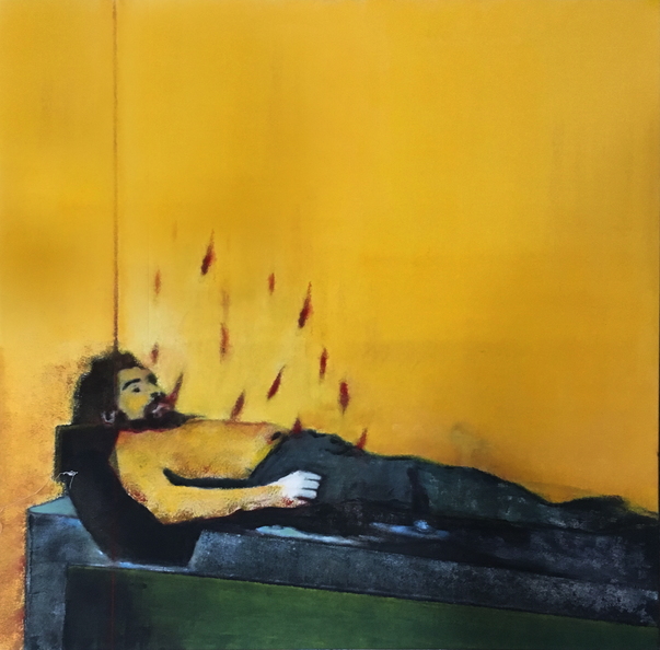 (T0951) Platon (le martyre étude), 2016, acrylique sur toile, 100 x 100 cm, collection artiste.jpg