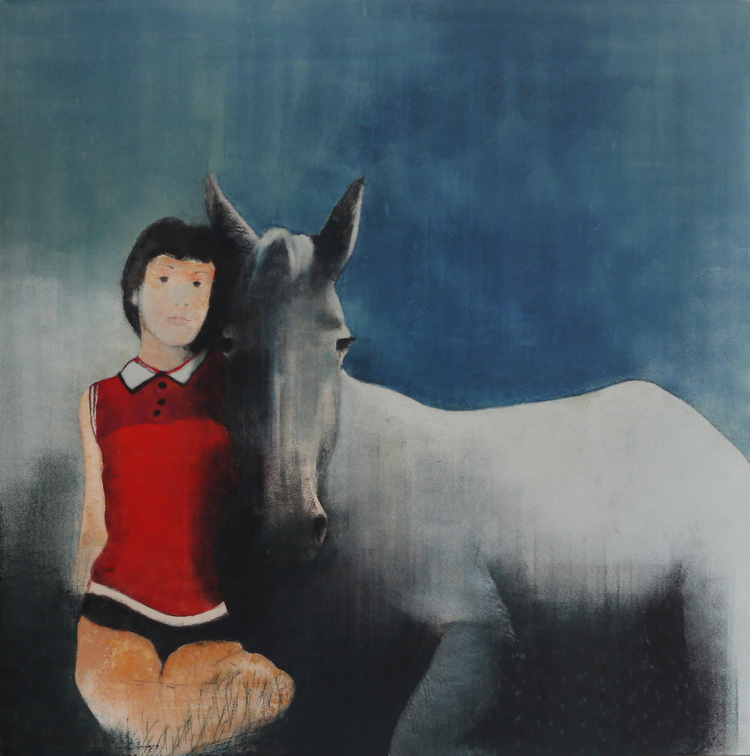 (T0970) Écuyère, 2016-2017, acrylique sur toile, 200 x 200 cm (34821 visites) (T0970) Écuyère, 2016-2017, acrylique sur toile, 200 x 200 cm