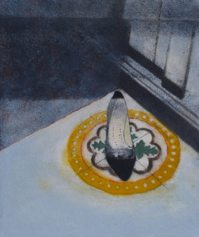 (T0971) Escarpin de S. C., 2017, acrylique sur toile, 46 x 38 cm (23954 visites) (T0971) Escarpin de S. C., 2017, acrylique sur toile, 46 x 38 cm