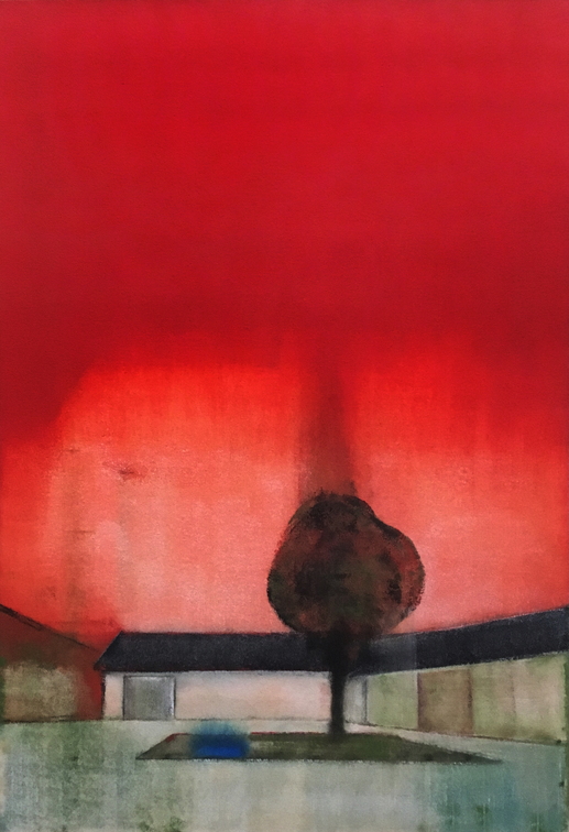 (T0978) La ferme de Th. R., 2017, acrylique sur toile, 130 x 89 cm, collection privée