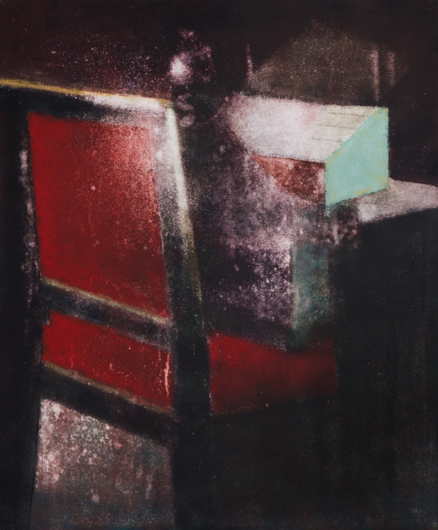 (T1015) Le bureau du salon, 2018, acrylique sur toile, 65 x 54 cm